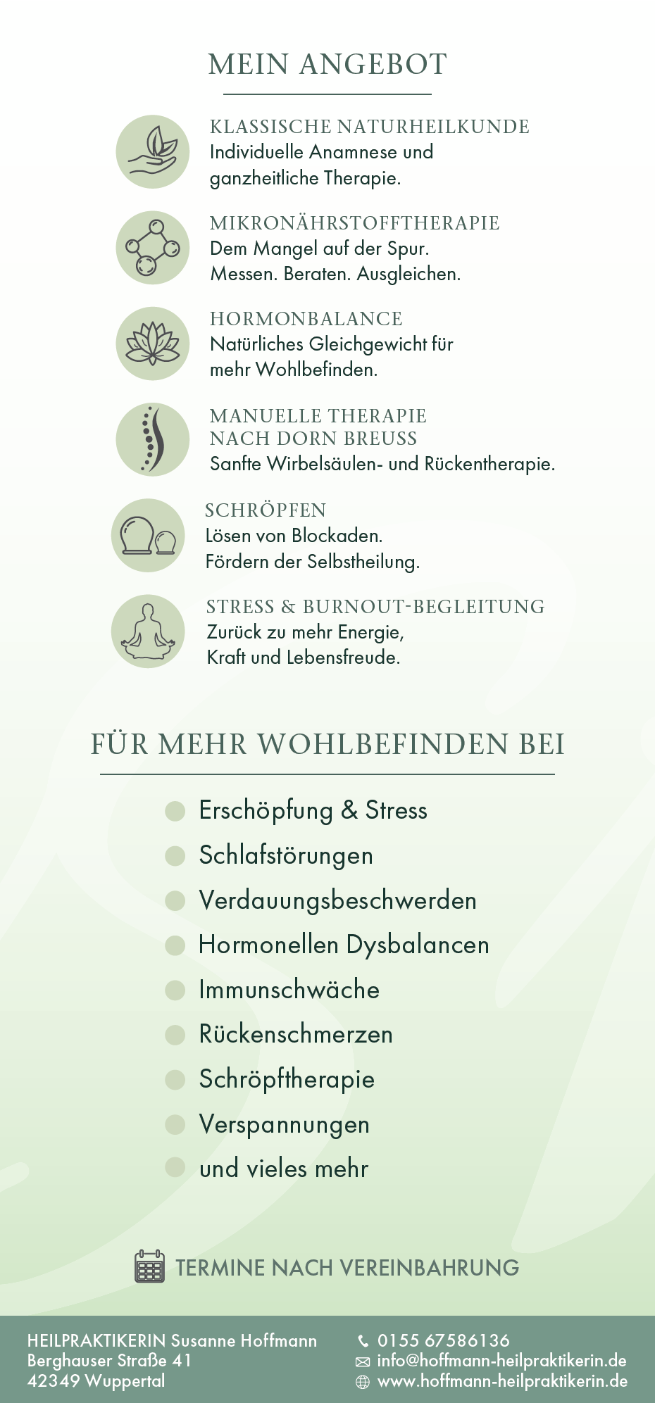 Angebot und Kontakt der Heilpraktikerin Susanne Hoffmann